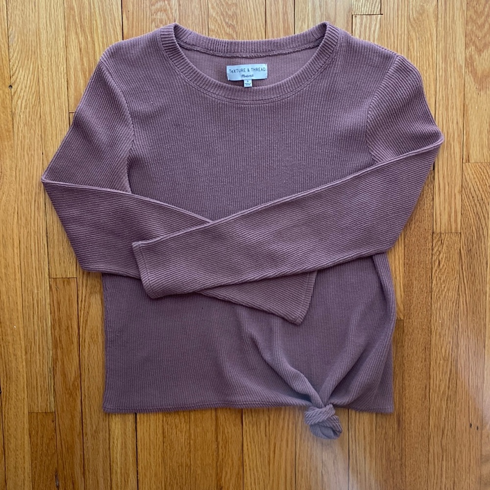 Madewell long sleeve tie top in mauve